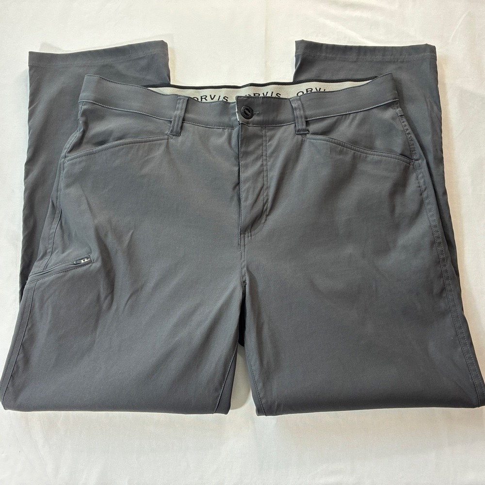 Orvis Men's Trek Hiking Pants with Utility Pocket Grey 38x32 Stretch Performance